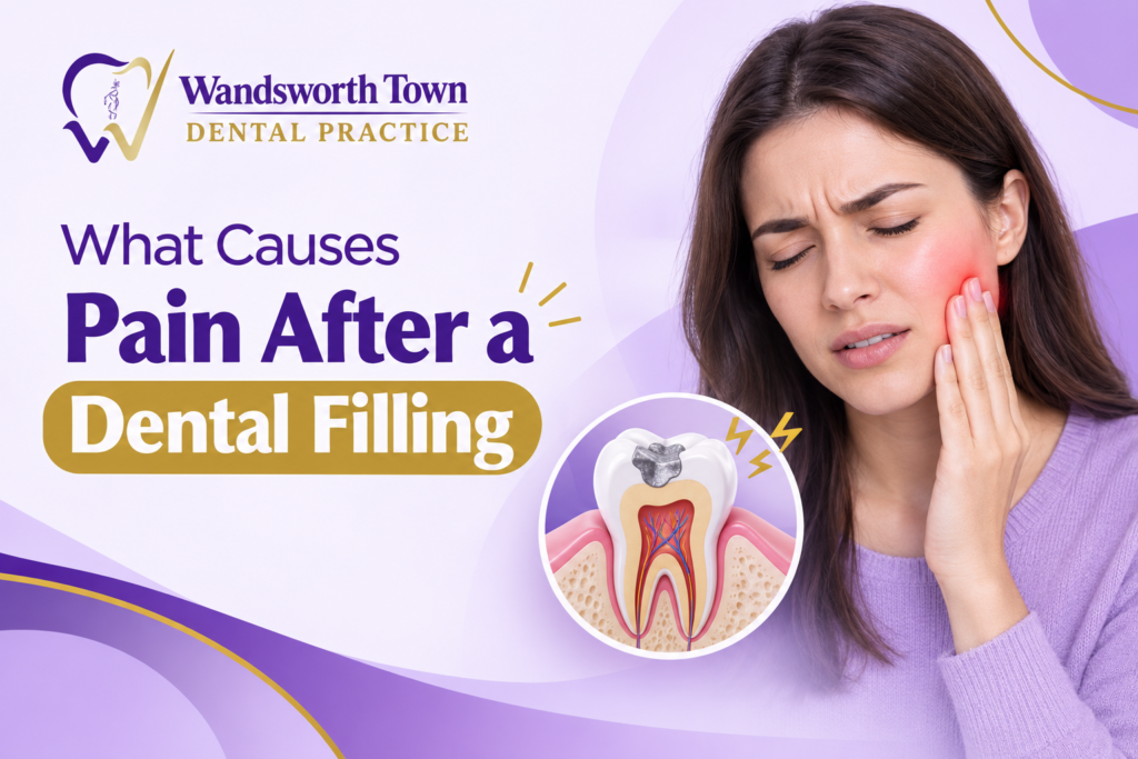 Patient experiencing pain after a dental filling