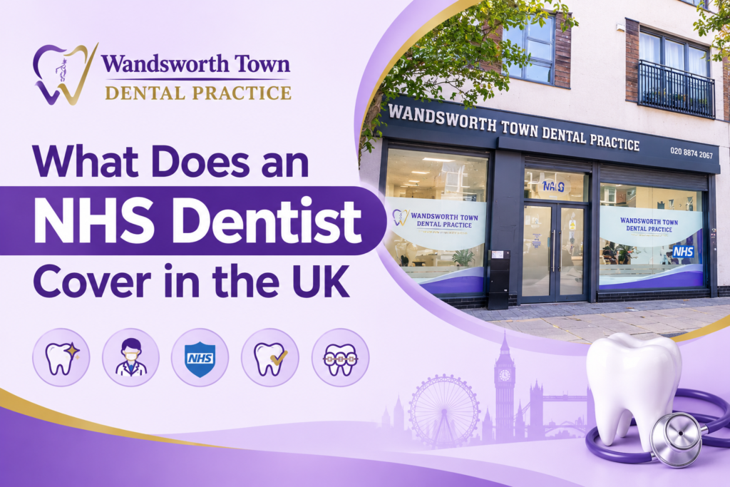NHS dentist explaining dental treatment options to a patient in Wandsworth