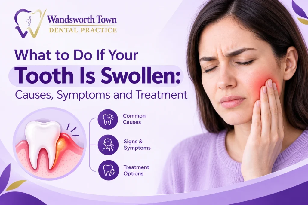Dentist explaining what to do if your tooth is swollen